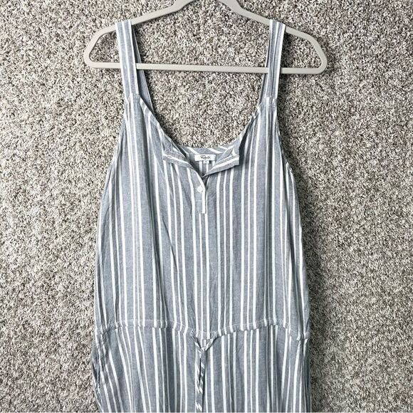 Rails Jumpsuit Women’s Large Brooklyn Gray Caldas Striped Linen Blend Sleeveless - Picture 3 of 12